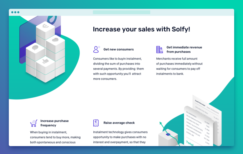 Website for Solfie Instalment Card service screenshot 3